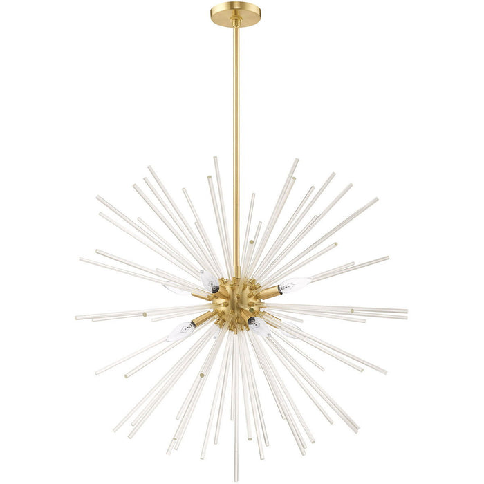 38" Eight Light Dimmable Chandelier With Shades - Brass