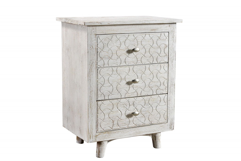 30" Three Drawer Nightstand - White