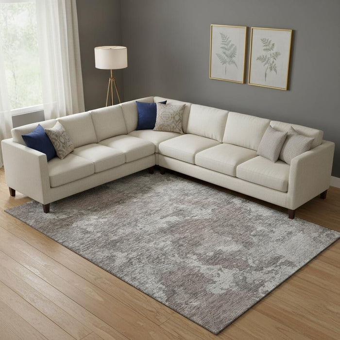 10' X 14' Abstract Washable Area Rug With UV Protection (710310) - Brown / Gray