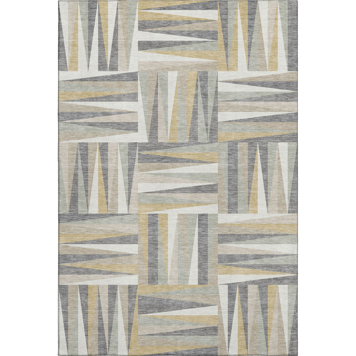 10' X 14' Geometric Washable Area Rug With UV Protection (679396) - Beige / Ivory / Gold