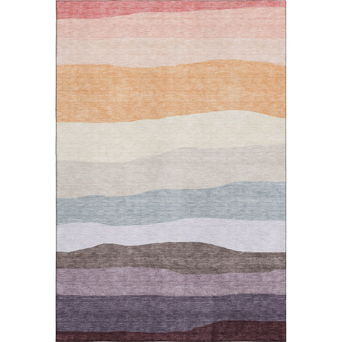 10' X 14' Striped Washable Area Rug With UV Protection (714889) - Orange / Ivory