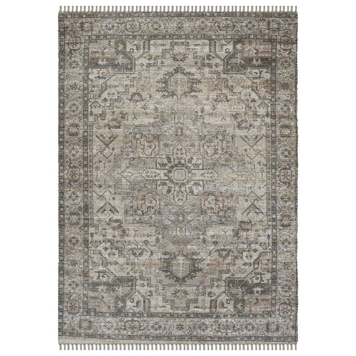 8' X 10' Oriental Hand Woven Area Rug With Fringe - Gray