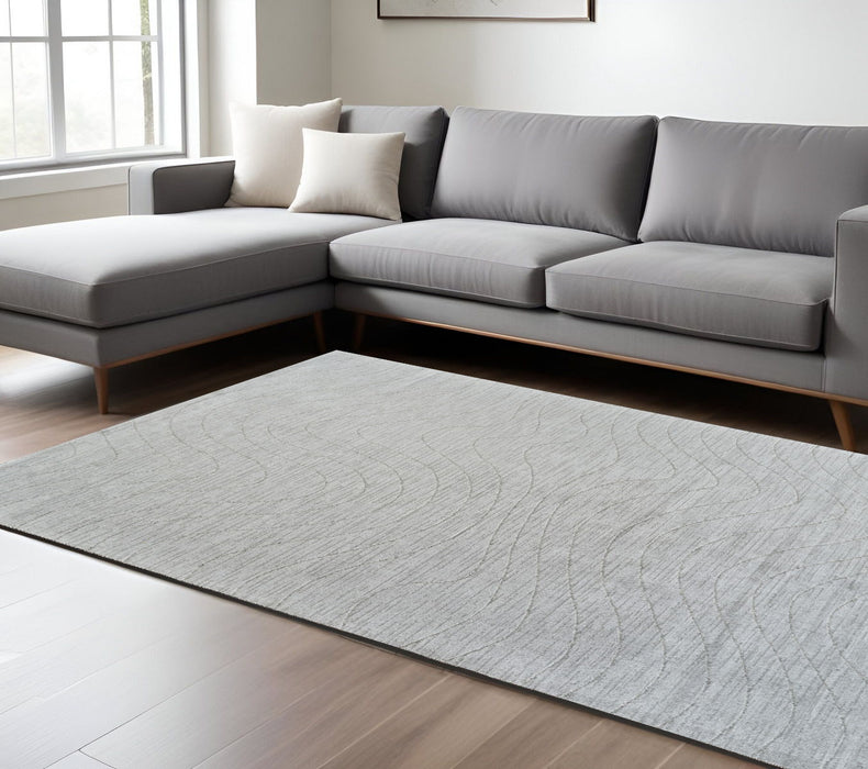 8' x 11' Abstract Non Skid Modern Area Rug - Gray