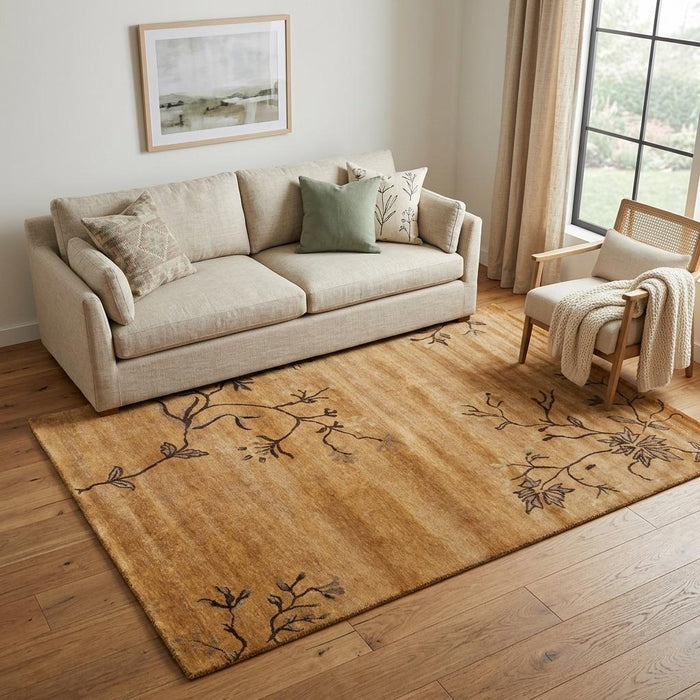 5' X 8' Wool Floral Hand Knotted Area Rug (744148) - Brown / Orange