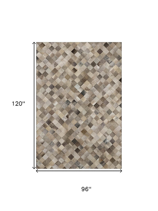 8' X 10' Patchwork Washable Area Rug With UV Protection (644650) - Gray / Ivory / Beige