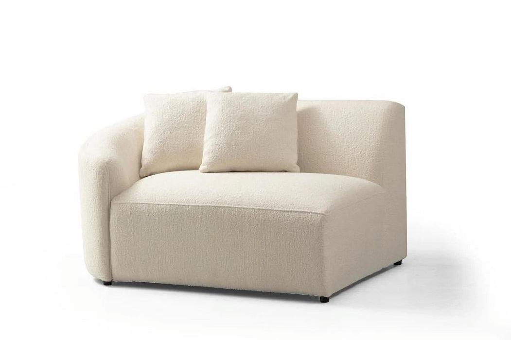 Boucle Modular Curved Two Piece Sofa Chaise Sectional With Toss Pillows - Ivory