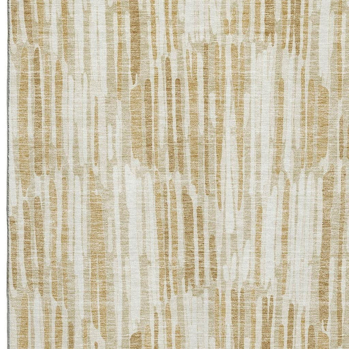 9' X 12' Abstract Washable Area Rug With UV Protection - Gold / Beige