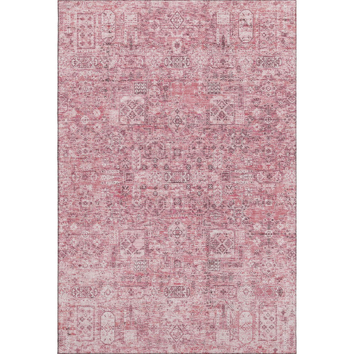 10' X 14' Floral Washable Area Rug With UV Protection (651202) - Pink / Ivory