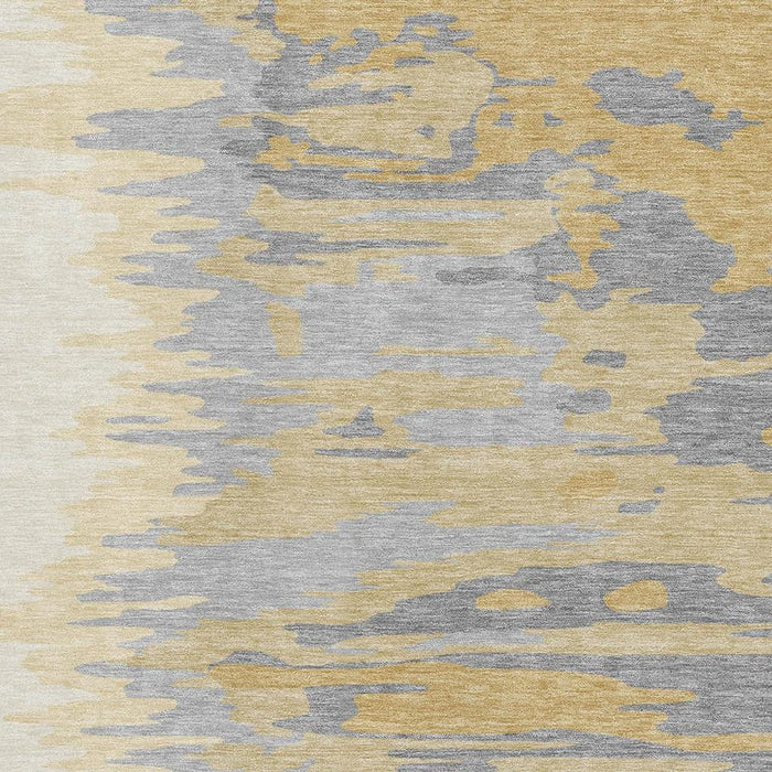 10' X 14' Abstract Washable Area Rug With UV Protection (682361) - Gold / Ivory / Gray