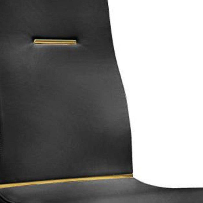 Upholstered Faux Leather Dining Side Chairs (Set of 2) - Black / Gold