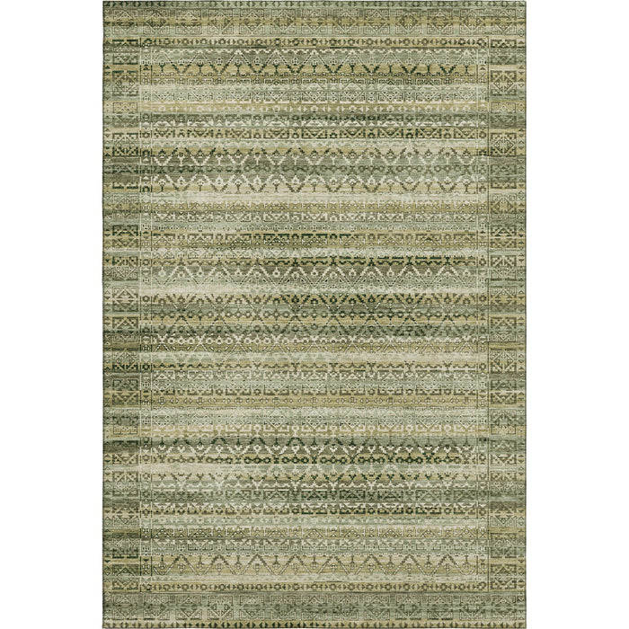 10' X 14' Striped Washable Area Rug With UV Protection (717833) - Green / Charcoal