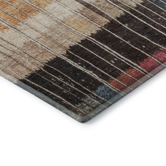 10' X 14' Striped Washable Area Rug With UV Protection (709516) - Beige / Red / Blue