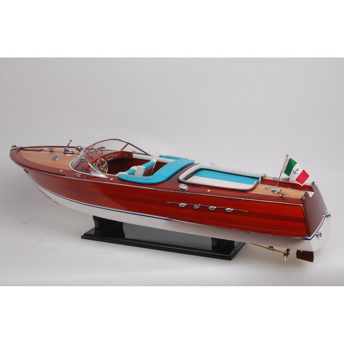 Hand Painted Model Boat - Dark Red / Light Blue