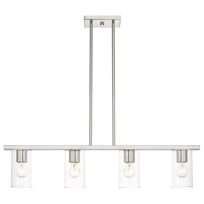 15'' Four Light Dimmable Chandelier With Shades - Nickel