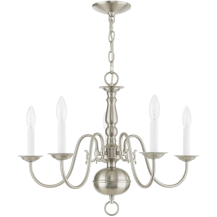 18'' Five-Light Dimmable Chandelier With Shades - Nickel