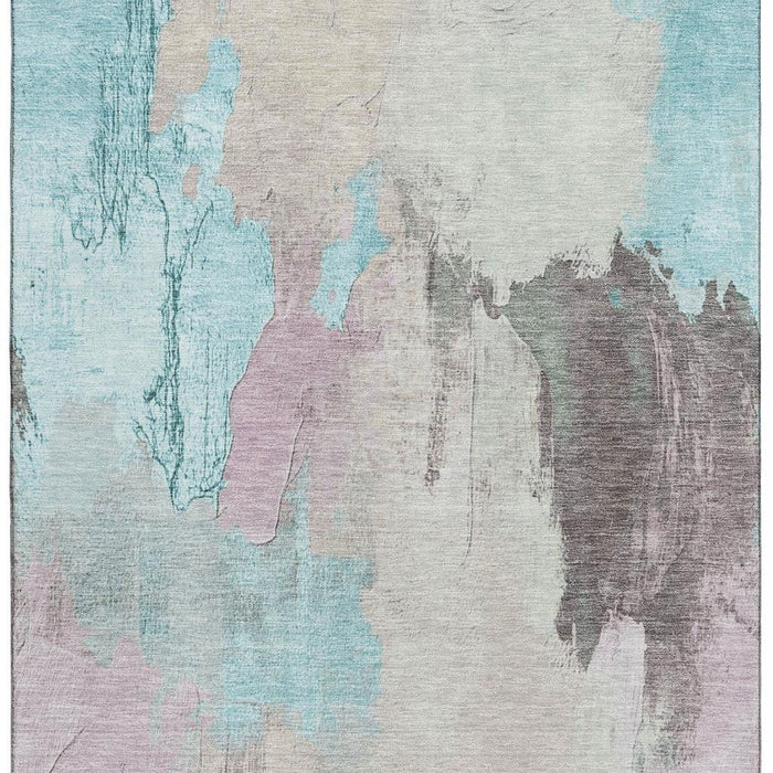 10' X 14' Abstract Washable Area Rug With UV Protection (709696) - Teal / Beige / Gray