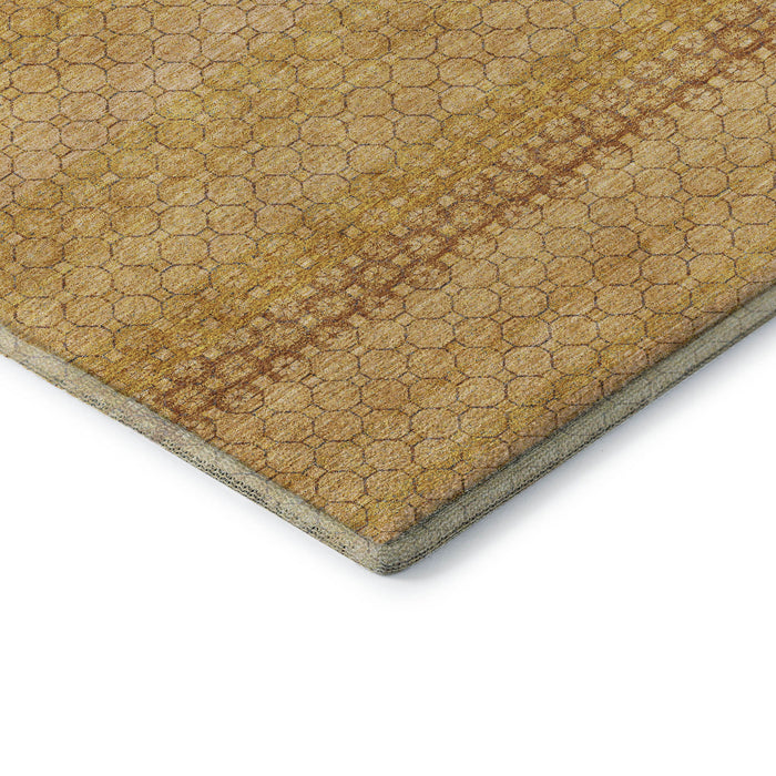 10' X 14' Striped Washable Area Rug With UV Protection (693624) - Wheat / Gold / Beige