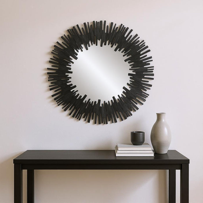 36" Sunburst Framed Accent Mirror - Black