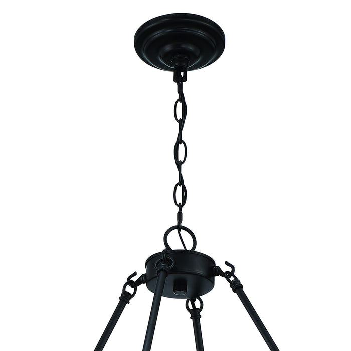 Black metal chandelier with twelve candle-style lights and shades, dimmable home decor lighting fixture by HomeRoots.