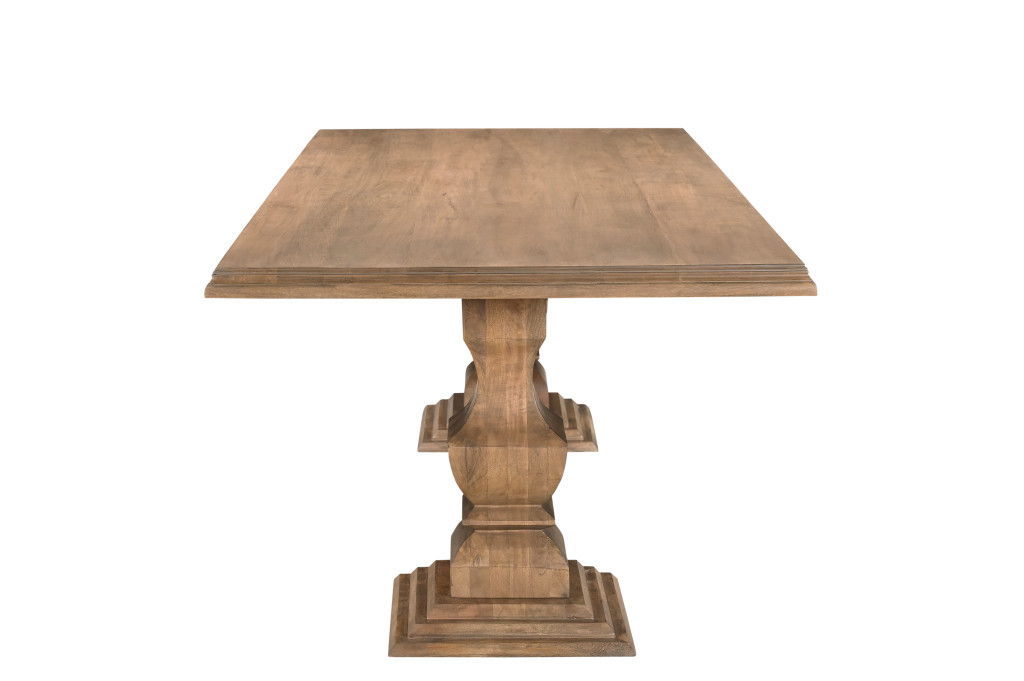 75" Solid Wood Double Pedestal Base Dining Table - Brown