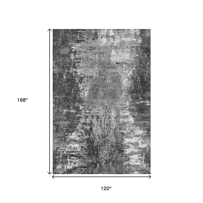 10' X 14' Abstract Washable Area Rug With UV Protection (657521) - Gray / Ivory