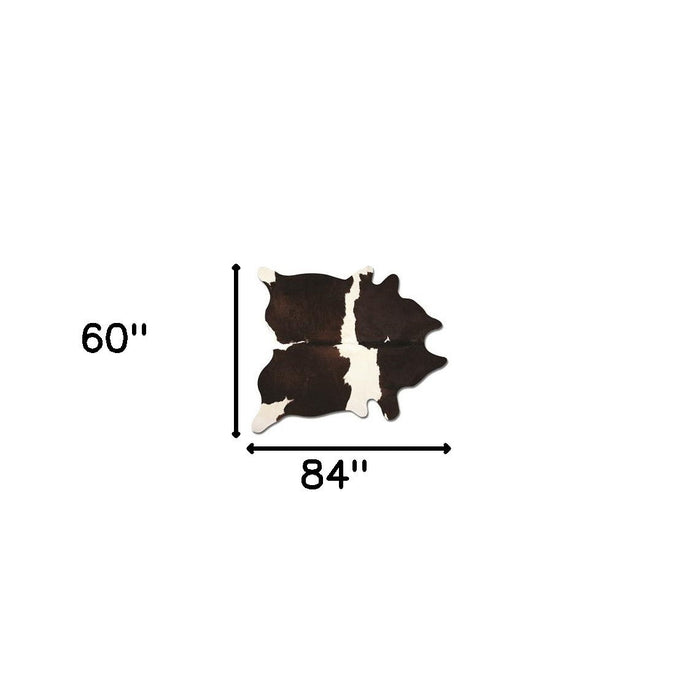 60" x 84" Cowhide - Area Rug - Chocolate And White