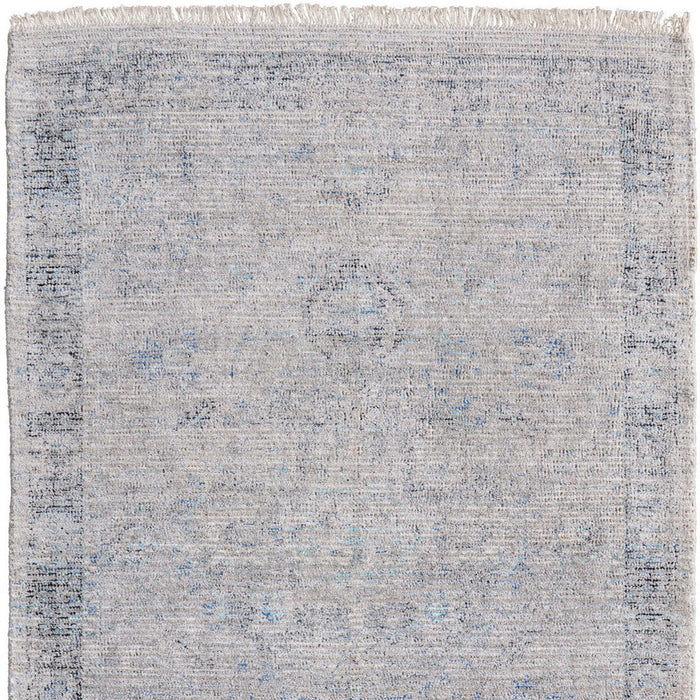 8' X 10' Abstract Hand Woven Distressed Area Rug With Fringe - Gray And Taupe