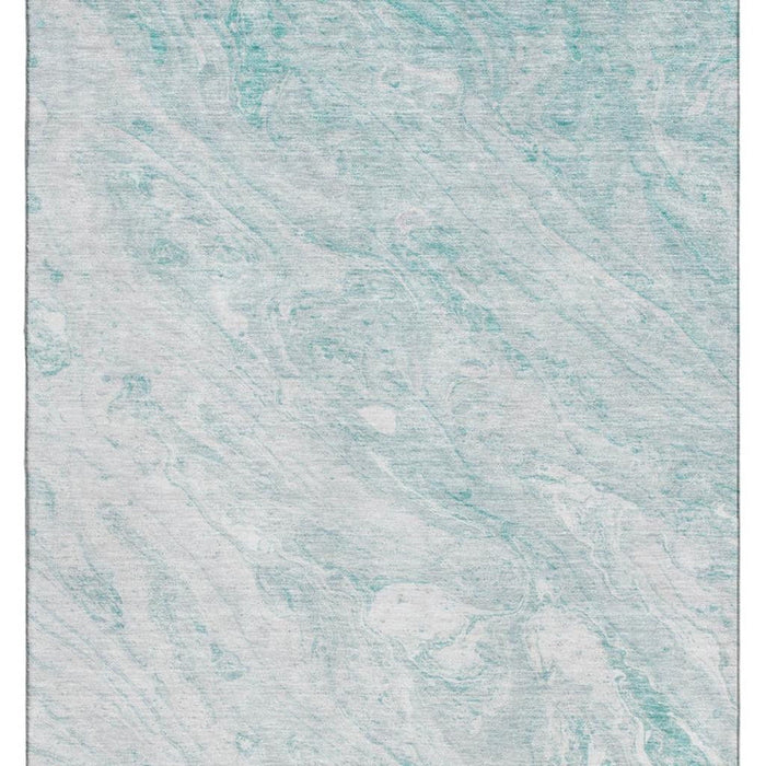 10' X 14' Abstract Washable Area Rug With UV Protection (653470) - Teal / Ivory
