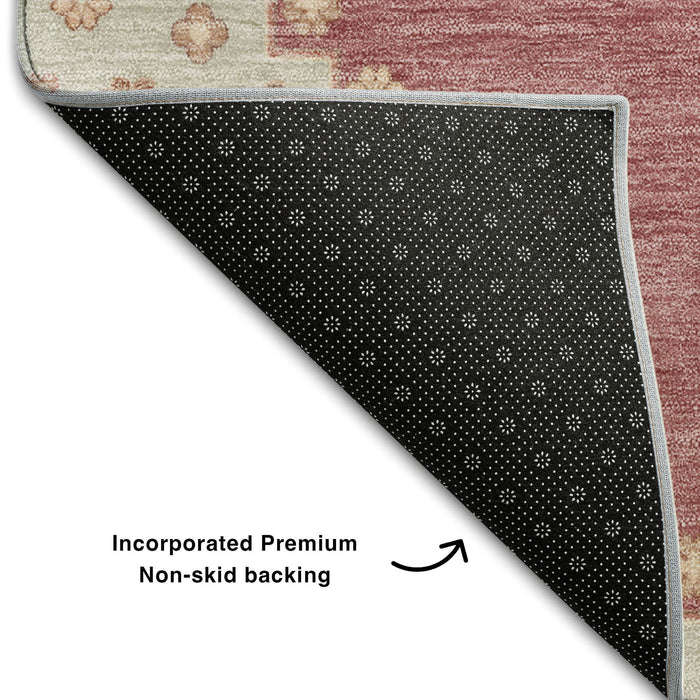 10' X 14' Oriental Washable Area Rug With UV Protection (679552) - Blush / Gray / Pink