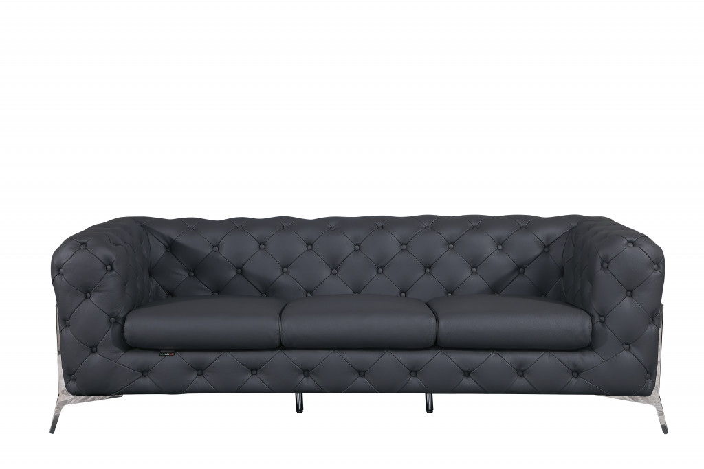Italian Leather Sofa - Gray