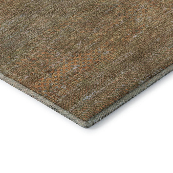 10' X 14' Striped Washable Area Rug With UV Protection (695480) - Taupe / Brown / Copper