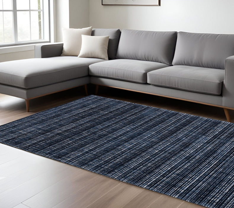 8' X 10' Striped Hand Tufted Area Rug - Navy Blue And Blue