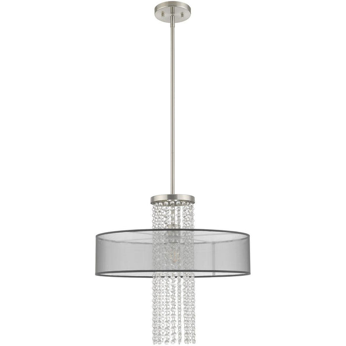 28" Dimmable Chandelier With Shades - Nickel
