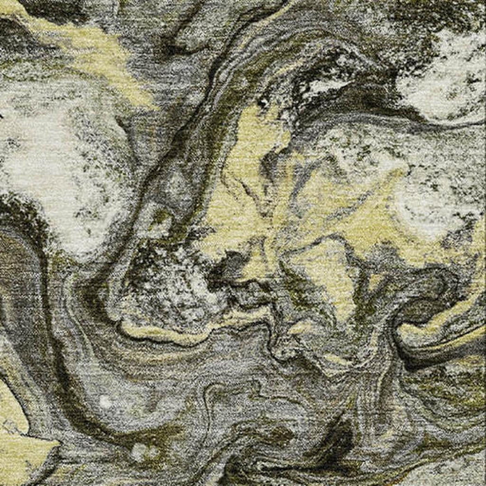 10' X 14' Abstract Washable Area Rug With UV Protection (714727) - Pewter / Gold