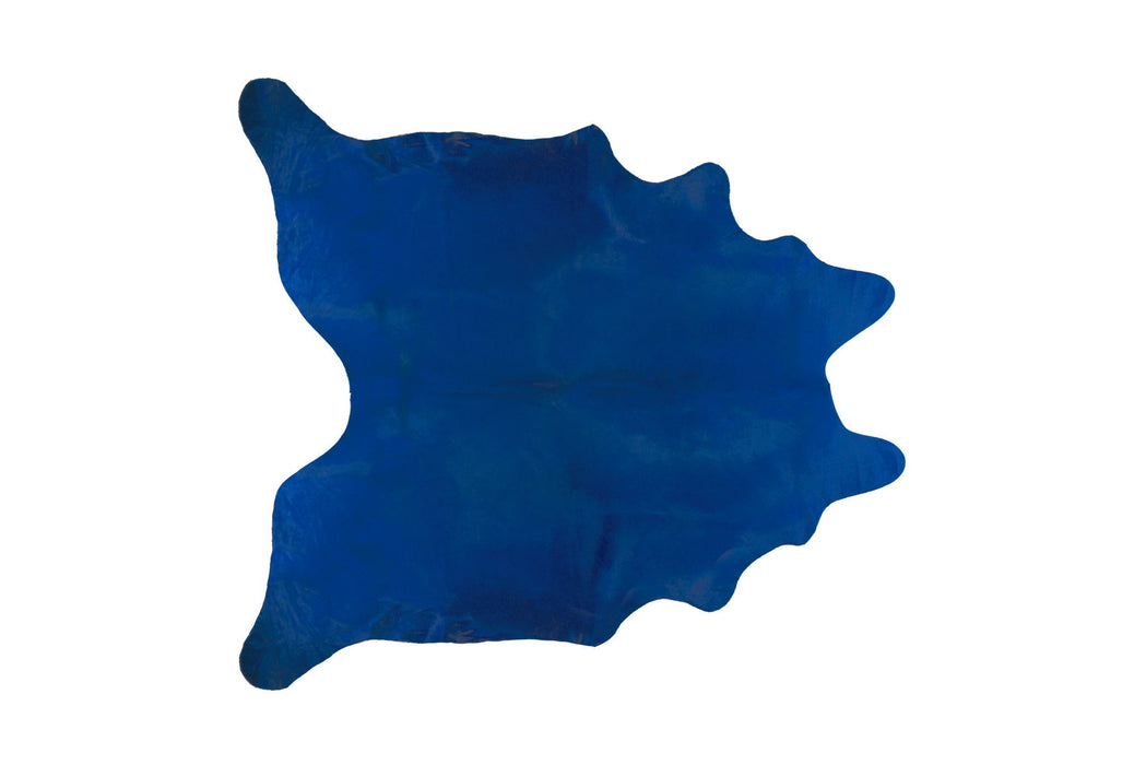 6' x 7' Hand Knotted Area Rug - Cobalt Cowhide