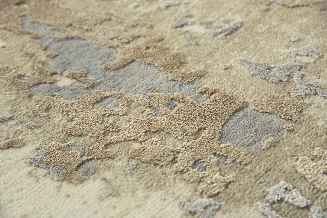 9' X 12' New Zealand Lambs Wool Abstract Hand Carved Handmade Area Rug (747034) - Beige / Gray / Ivory