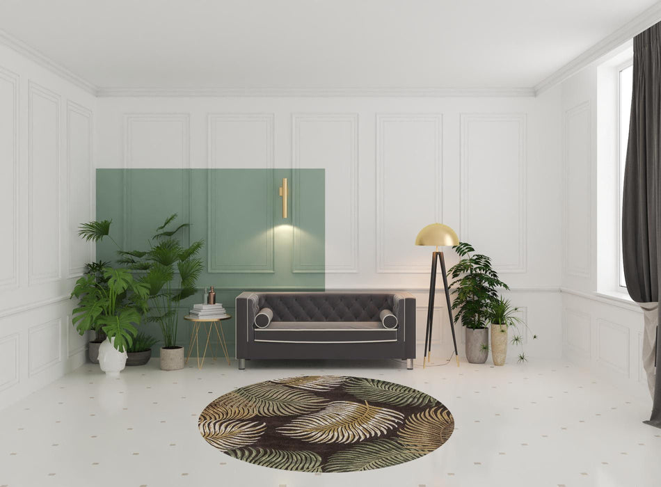 7' Round Wool Area Rug - Espresso