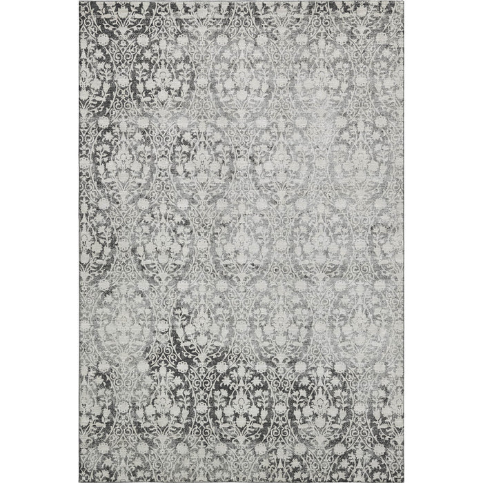 10' X 14' Damask Washable Area Rug With UV Protection (692076) - Charcoal / Ivory