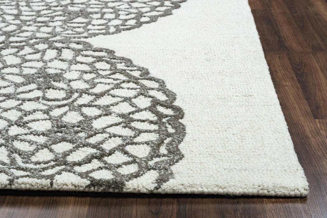 10' X 14' Wool Geometric Hand Tufted Area Rug (747295) - White / Ivory