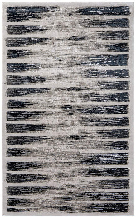 10' X 13' Abstract Distressed Area Rug - Gray And Black