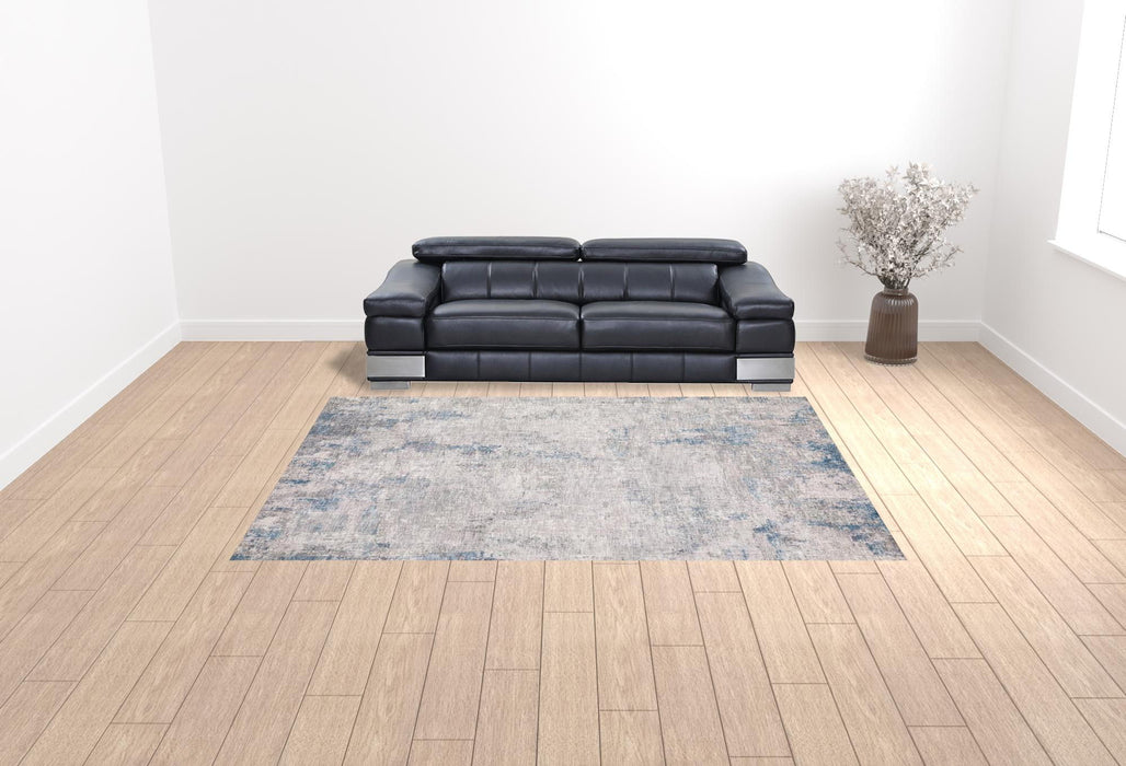 9' x 12' Abstract Power Loom Stain Resistant Area Rug - Gray And Blue