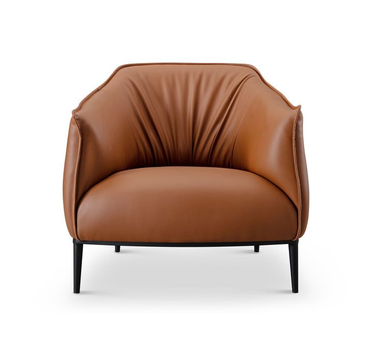 Faux Leather Wood Arm Chair - Brown