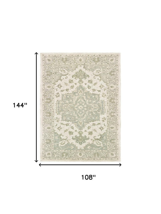 9' x 12' Wool Hand Tufted Area Rug - Green