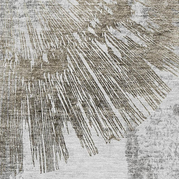 10' X 14' Abstract Washable Area Rug Polyester With UV Protection - Taupe / Gray