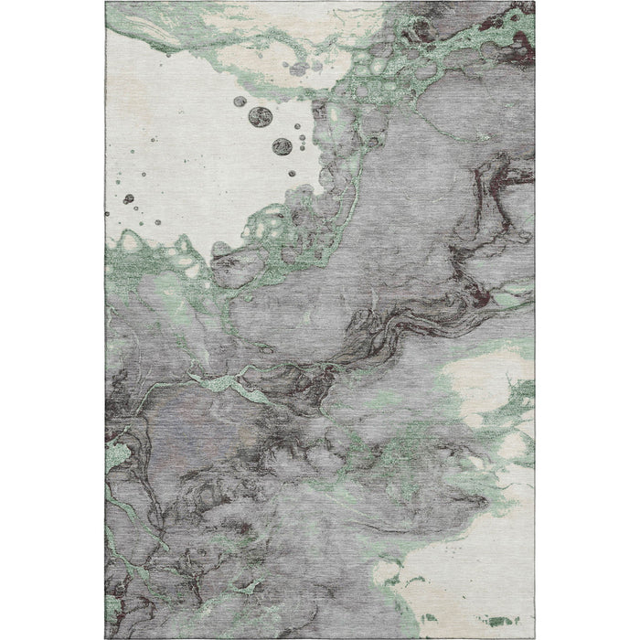 10' X 14' Abstract Washable Area Rug With UV Protection (718268) - Green / Gray