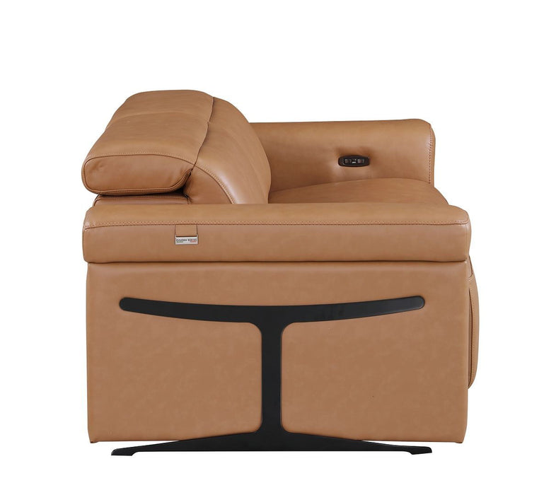 Italian Leather Power Reclining Loveseat (720486) - Chestnut / Black