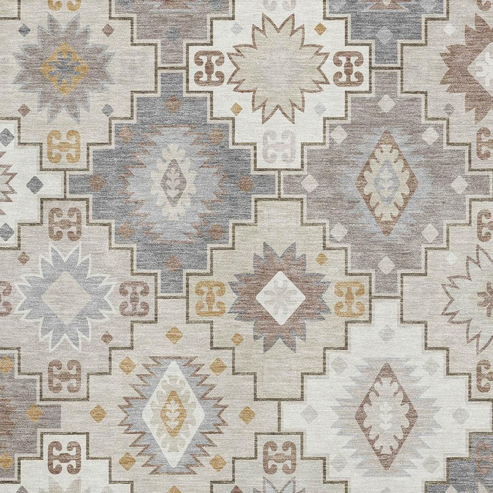 10' X 14' Geometric Washable Area Rug With UV Protection (718659) - Ivory / Gray