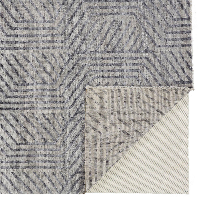 5' X 8' Wool Geometric Hand Knotted Area Rug - Tan And Gray