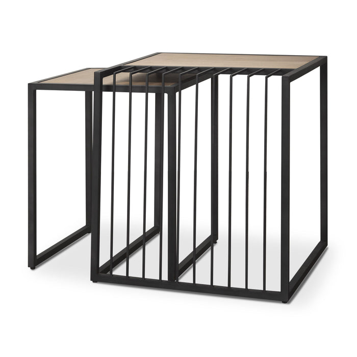 Solid Wood And Metal Square Sled Nested Tables (Set of 2) - Black
