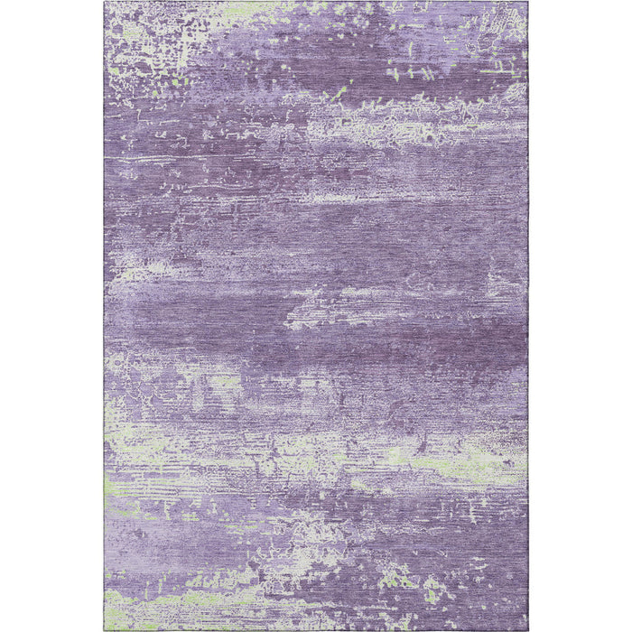 10' X 14' Abstract Washable Area Rug With UV Protection (701111) - Purple / Ivory